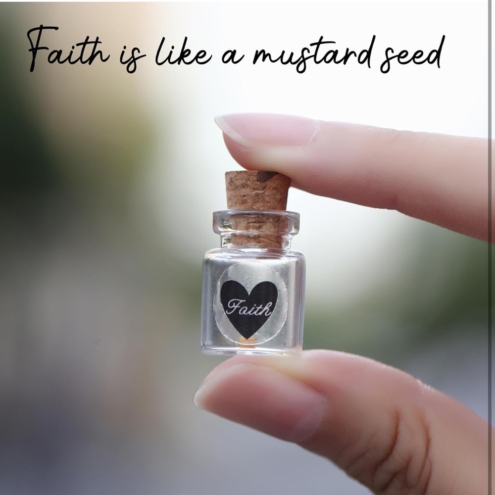 Glass Jar with Mustard Seed of Faith and Cork Lid. - Picture 4 of 5